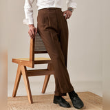 Solid Color Straight Washed Suit Trousers