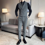 Men's Retro British Plaid Button Business Suit Vest