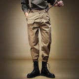 Men's Vintage Cargo Pants Slim Fit Bib Overalls with Adjustable Straps