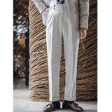 Men's Business Casual High Waisted Pants Slim Fit Trousers