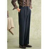 Casual Business Straight Trousers Retro High Waist Pants