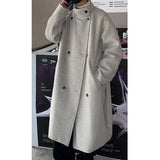 Stand Collar Woolen Over Knee Loose Coat