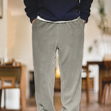 Straight-leg Faux Corduroy Trousers with Drape