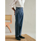 Men's High Waisted Pants Casual Slim Straight Leg Loose Jeans