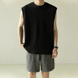 Loose Crew Neck Solid Color Vest