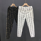 Men's Summer Small Feet Pants Casual Slim Striped Pants