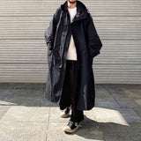 Men's Casual Loose Hooded Long Sleeved Solid Color Coat