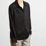 Satin Single-breasted Long-sleeved Shirt