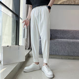 Back Waist Elastic Button Zip Pants