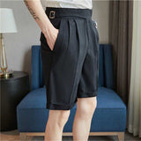 Men's Business British Casual Solid Color Summer Suit Shorts