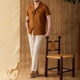 Men's Cotton And Linen Button-Down Shirt