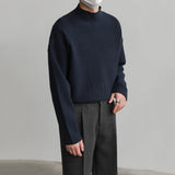 Pullover Textured Half Turtleneck Sweater