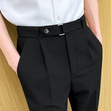 Men's Business Casual Solid Color Nine-point Suit Pants