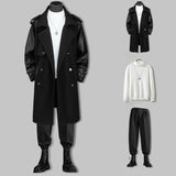 Men's Business Retro Casual Lapel Patchwork Long Sleeved Coat 