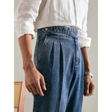 Men's High Waisted Pants Casual Slim Straight Leg Loose Jeans