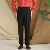 Men's Slim Straight High Waisted Trousers