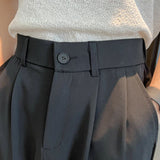 Back Waist Elastic Button Zip Pants