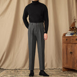 Brushed Retro Straight Warm Casual Trousers