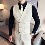 Men's Retro British Plaid Button Business Suit Vest