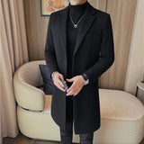 Men's Business Mid-length Casual Coat with Suit Collar