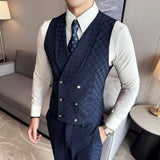 Men's Retro British Plaid Button Business Suit Vest