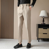 Men's Classic High Waist Pant Flat Front Trousers