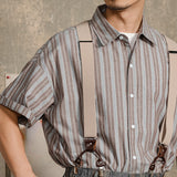 Vintage Vertical Stripe Short Sleeve Shirt