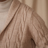 Cable-knitted Shawl Collar Vintage Casual Sweater