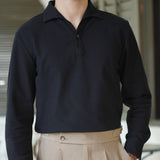 Men's Business Casual Long Sleeve Polo Shirt