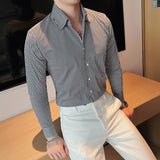 Slim Fit V-neck Lapel Casual Plaid Shirt