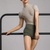 Half-sleeved Ribbed Modern Dance Top