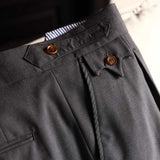 Men's British Casual High Waist Trousers Straight Leg Business Suit Pants