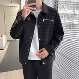 Men's Casual Business Houndstooth Zip-Up Jacket