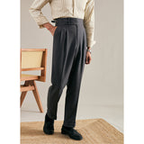 Solid Color Straight Washed Suit Trousers