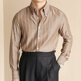 Men's Button Collar Striped Long Sleeve Shirt