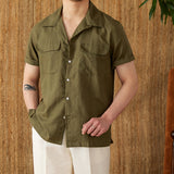 Men's Cotton And Linen Button-Down Shirt