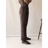 Autumn and Winter Business Corduroy Warm High-waisted Trousers