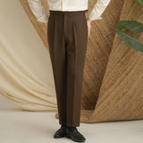 Men's Slim Straight High Waisted Trousers