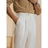 Straight Solid Color Slim Fit Trousers