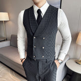 Men's Retro British Plaid Button Business Suit Vest