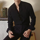 Men's Casual Slim Fit Cotton And Linen Shirt