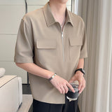 Men's Half-zip Ice Silk cool Short-sleeved Shirt