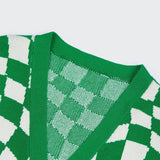 Checkerboard V-Neck Knit Vest