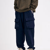 Men Casual Loose Pocket Wide Leg Trousers