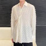 Men's Asymmetrical Double Front Tassel Irregular Jacquard Shirt