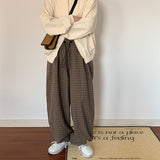 Men's Vintage Elastic Waist Drape Plaid Pants