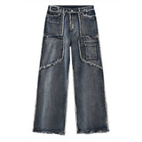 Men's Vintage Frayed Straight Stitching Jeans