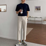 Men's Casual Slim Solid Color Cropped Pants