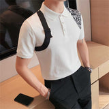 Men's Business Luxury Casual Lapel Splicing Polo Shirt Slim Fit T-Shirt