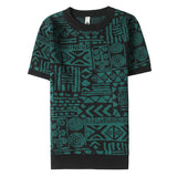 Round Neck Geometric Jacquard Knitted Top